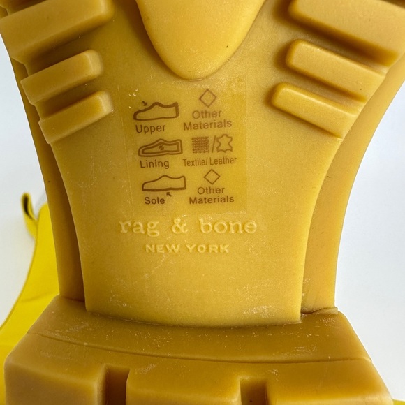 NWOT Rag & Bone Shiloh rubber-trimmed rain boot yellow ankle boots combat - Picture 4 of 15